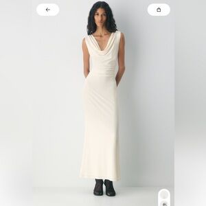 Aritzia Cream Cowl Neck Maxi Dress